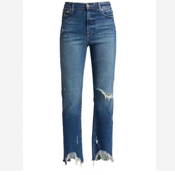 New Jonathan Simkhai distresses high ankle stretch ankle cropped jeans. - Picture 2 of 6